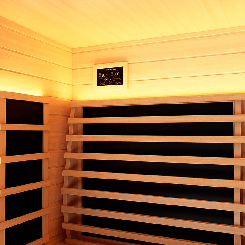Deeptime 2-Person Far Infrared Sauna – 2250W Cedar, App Control, Bluetooth Speaker, Low EMF