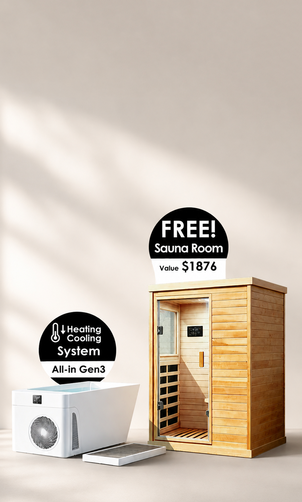 Buy All-in Gen3, Get a Free Sauna Room.